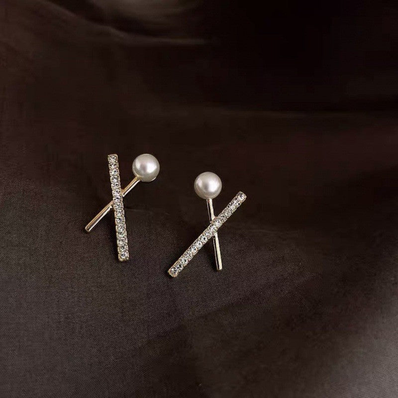 Women's Sier Needle Korean Style French Temperamental Pearl Earrings