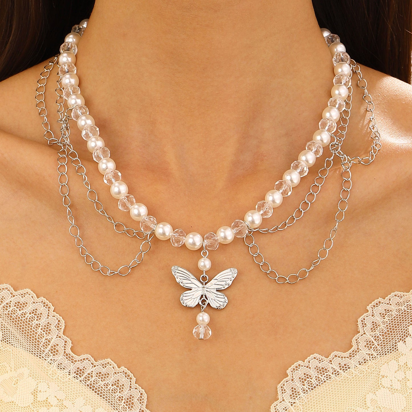Women's Elegant Imitation Pearl Long Fashion Sweater Chain High Necklaces