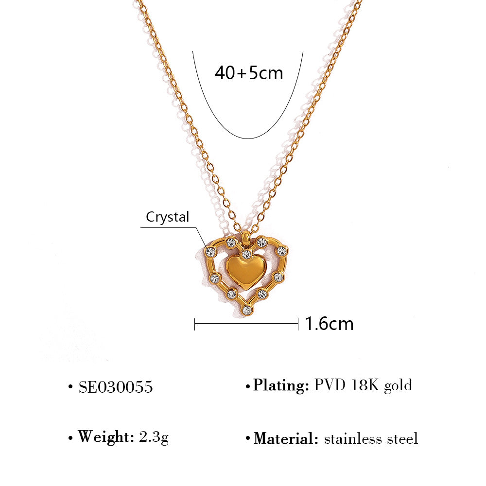 Diamond Simple French Hollow Glossy Double Necklaces