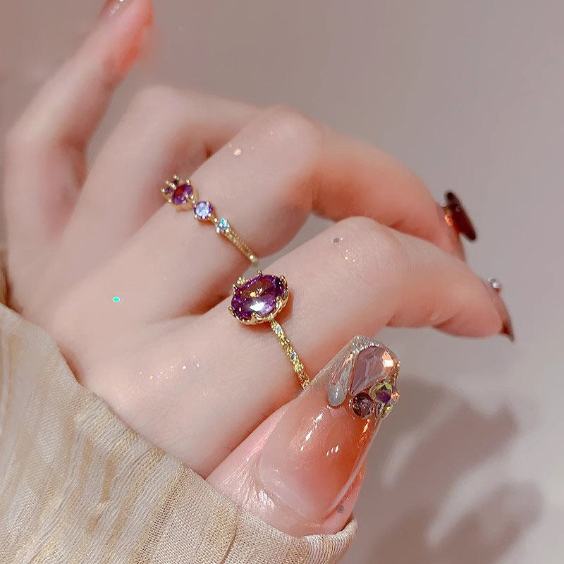 Women's Open Purple Zircon For Niche Design Advanced Ring