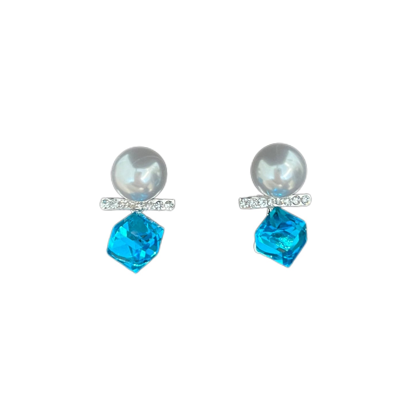 Bubble Ice Crushing Super Flash Blue Crystal Cube Sugar Female Rings
