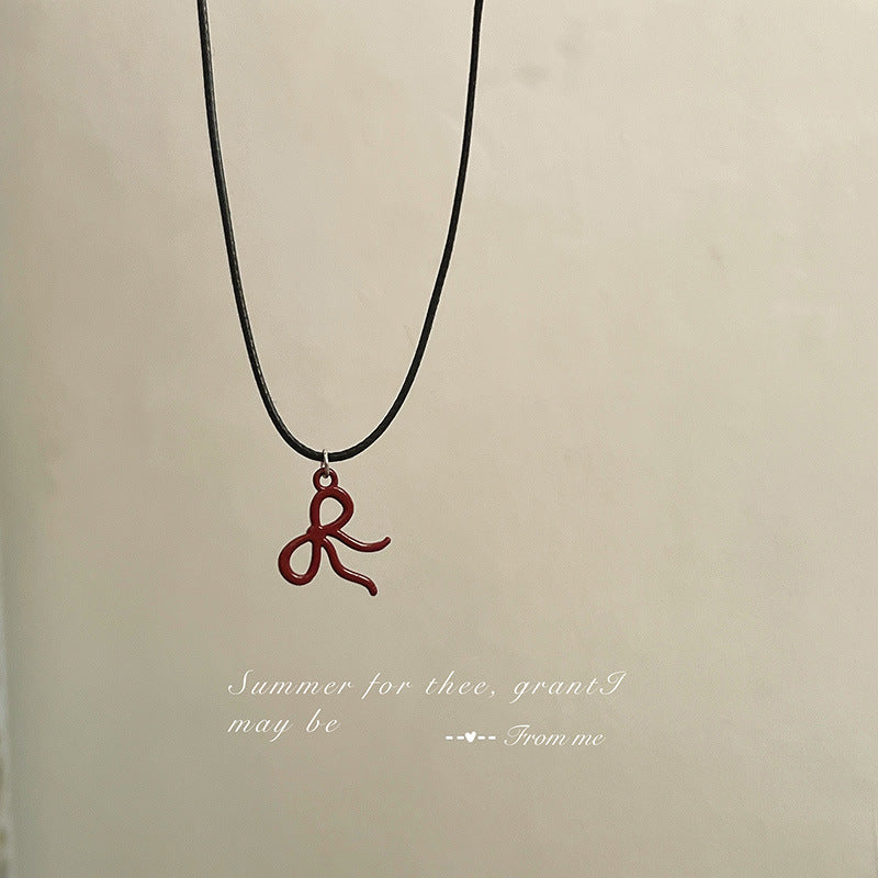 Red Niche Minimalist Bow Black Leather Rope Necklaces
