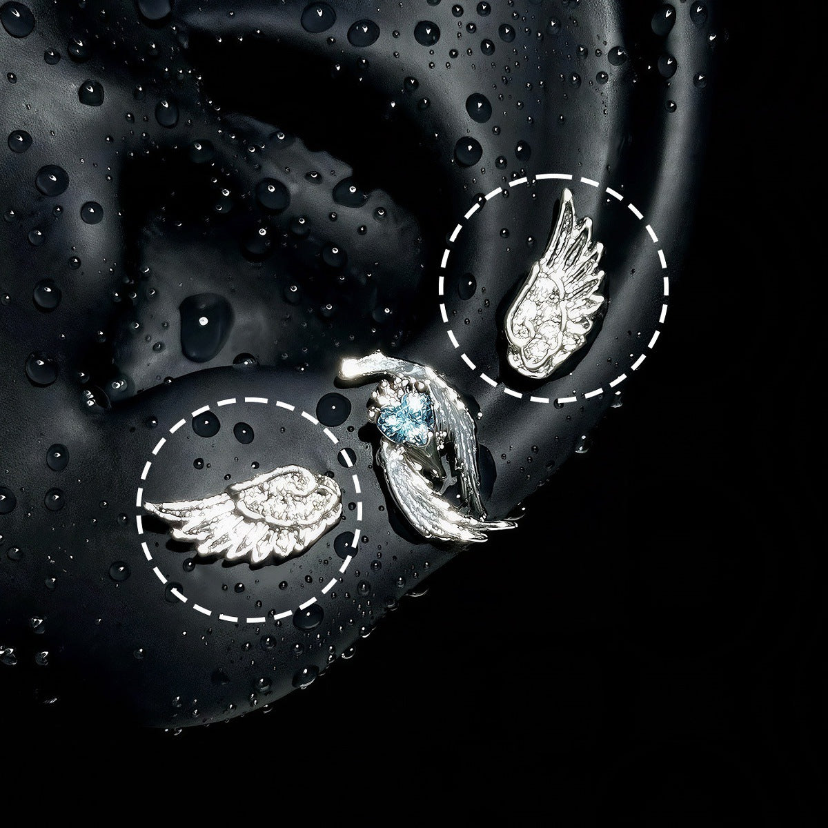 Wings Flash Zircon Ear Bone Medical Titanium Steel Female High Stud Earrings