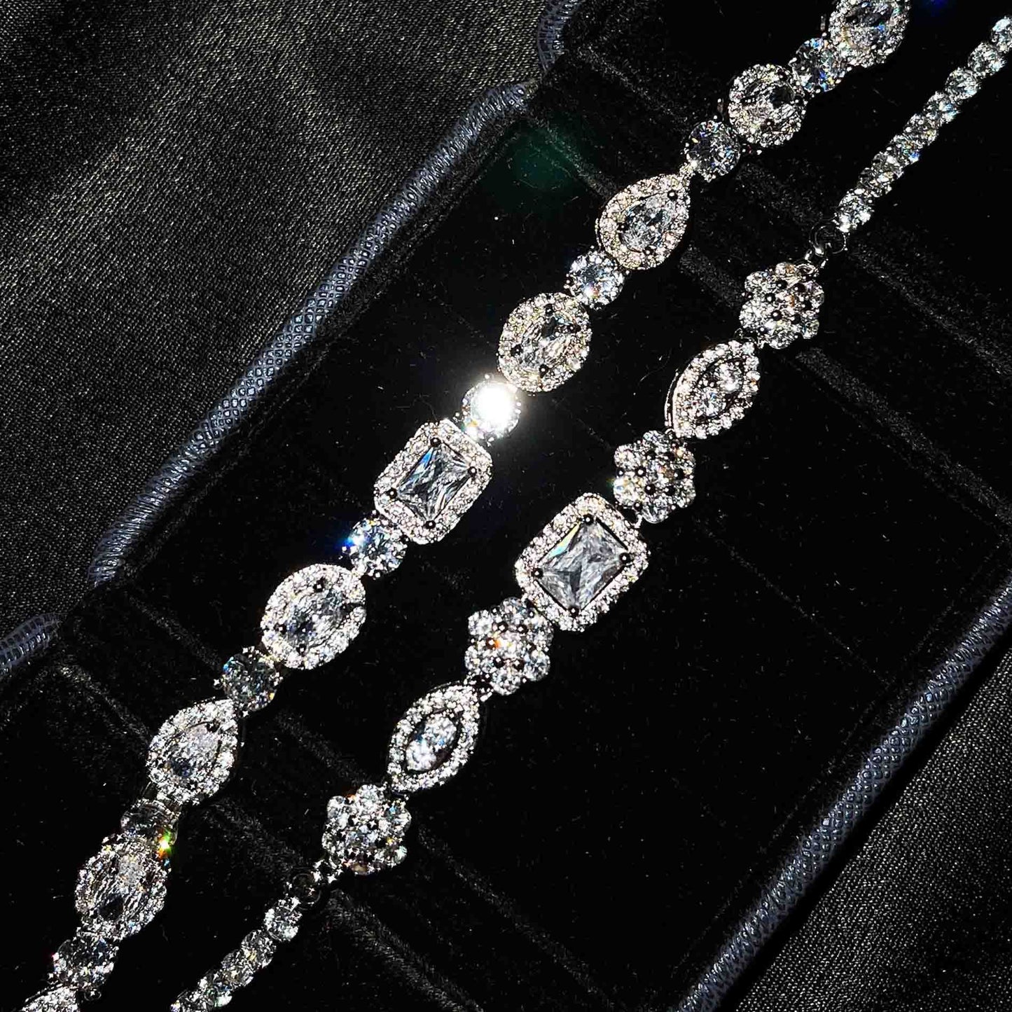 Women's Diamond Design Plated Sterling Sier Affordable Luxury Style Bracelets