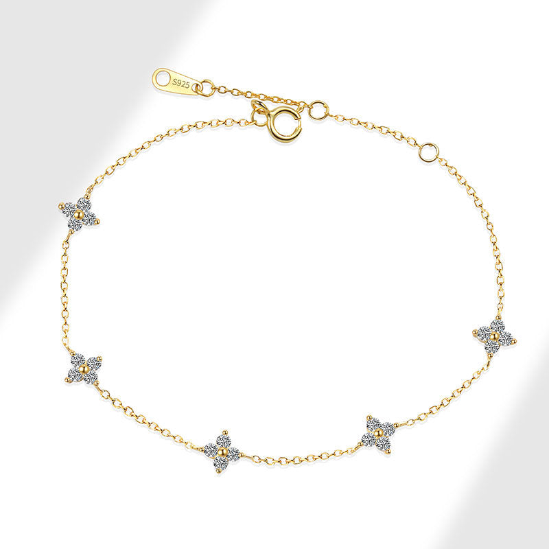 Sterling Sier Plated Gold Starry Clover Necklaces