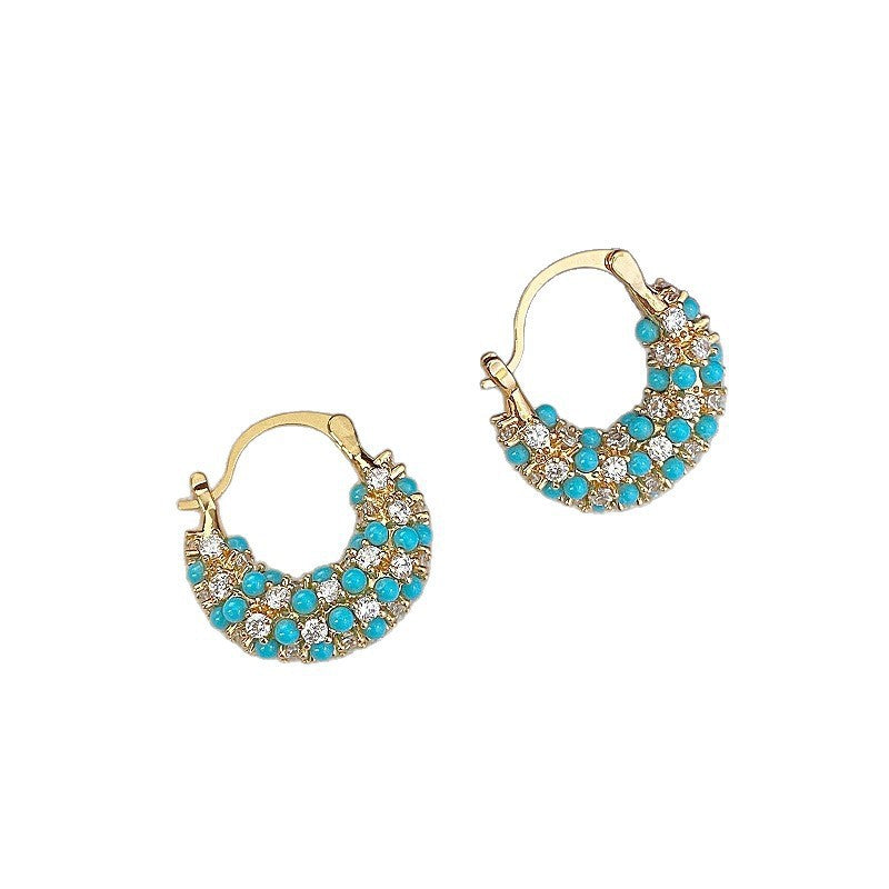 Grain Of Rice Blue Pine Clip High-grade Light Luxury Ear Buckle
