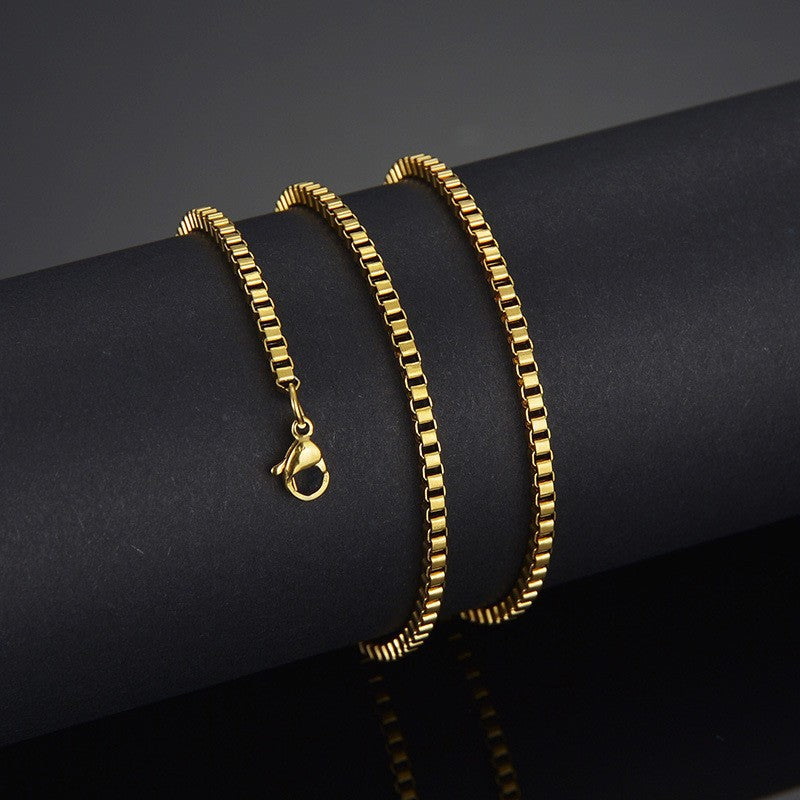 Steel Vacuum Plating Box Chain Fashion Simple Without Necklace