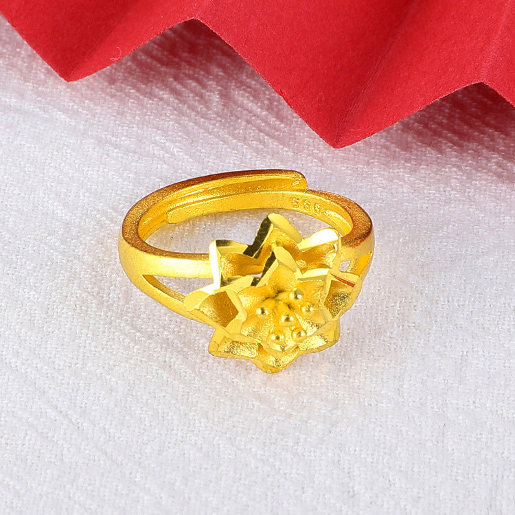 No Color Fading Vietnam Placer Gold Open Female Plated Rings