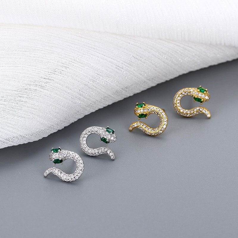 Women's Sterling Sier Snake-shaped High-grade Fashionable Elegant Style Special Earrings