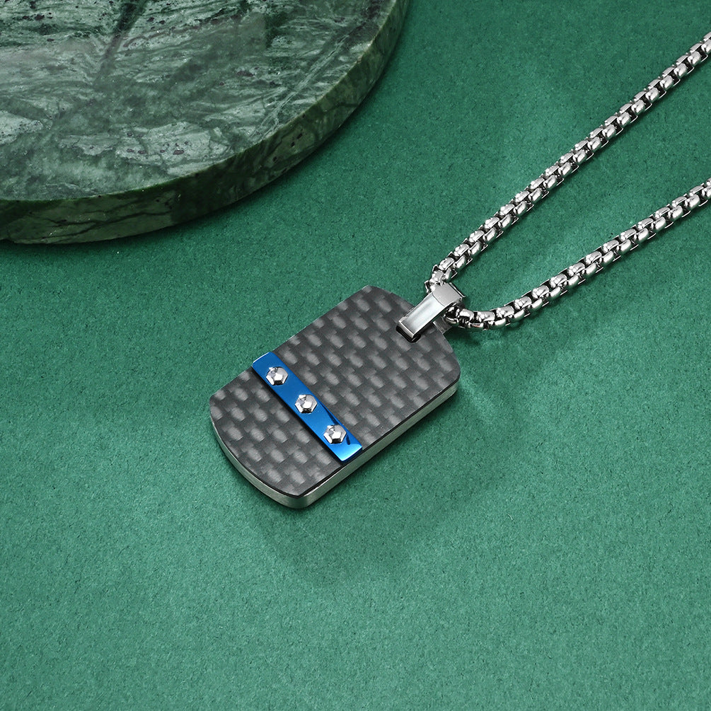 Men's Nail Head Pattern Carbon Fiber Fashion Dog Pendants