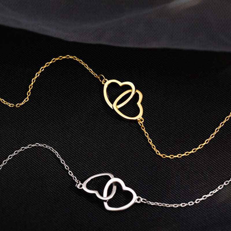 Women's Cold Style Metal Alloy Peach Heart Double Necklaces