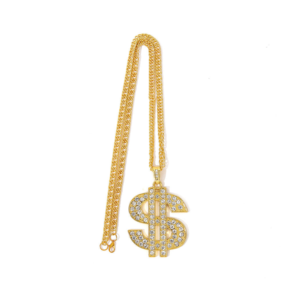 Men's Hip Hop Alloy Personality Dollar Symbol Geometric Necklaces
