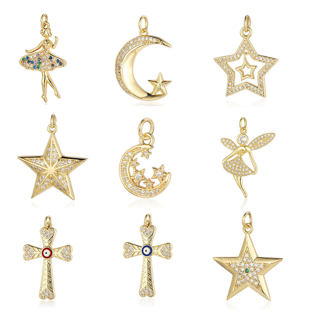 Copper Zircon Ornament Accessories Cross Love Pendants