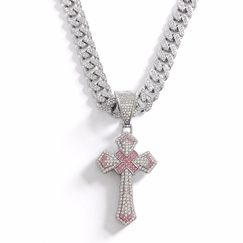Men's Hop Cross Two-tone Blue Pink Personality Pendants