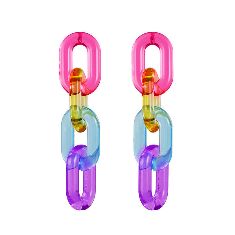 Transparent Jelly Connecting Shackle Trend Atmosphere Fashion Earrings
