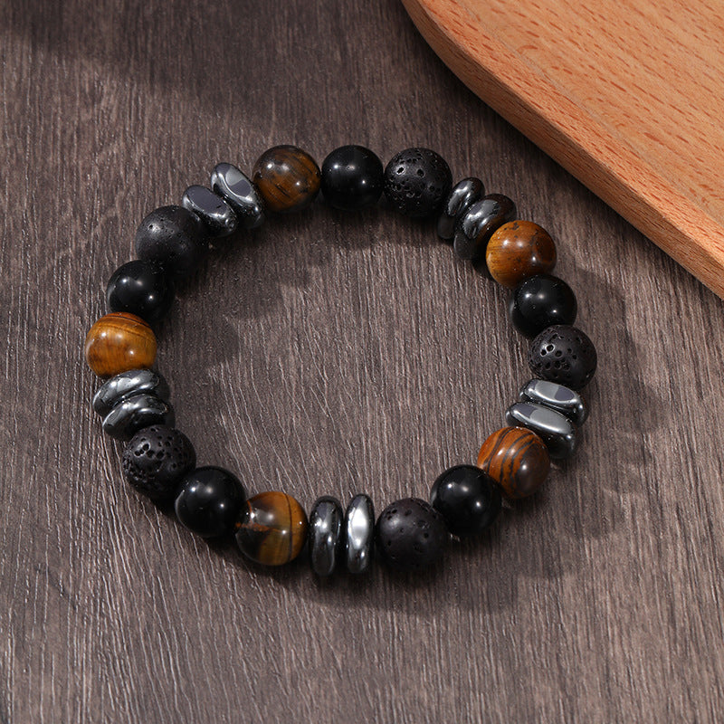 Men's Natural Volcanic Rock Snowflake Stone Beads Vintage Bracelets