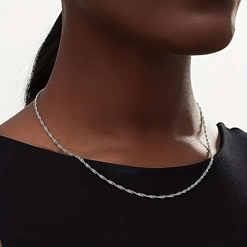 Women's Minimalist Choker Simple Water Wave Chain Necklaces