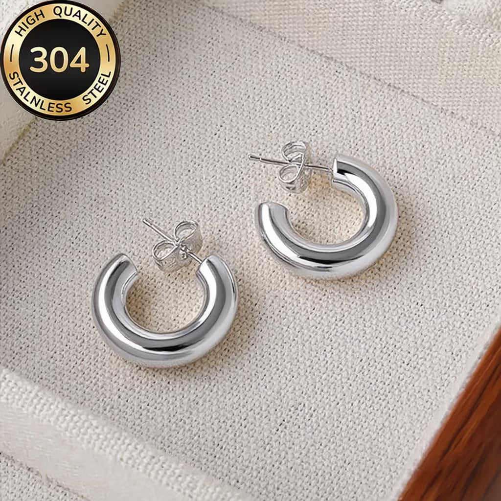 Stainless Steel Exaggerated Shaped Thick Circle Geometric Round Rings