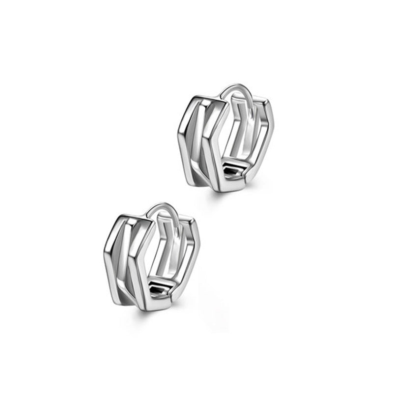Men's Staggered Trendy Unique Interwoven Ear Clip Korean Style Fashion Black Earrings