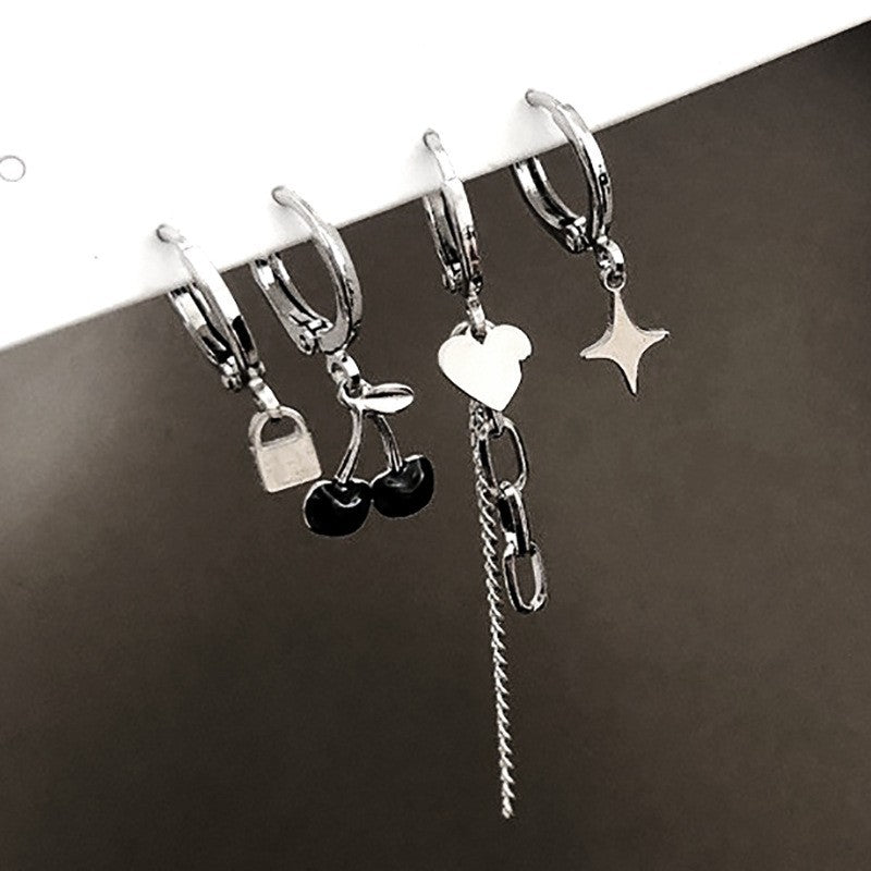 Women's Creative Dark Love Heart Niche Design Earrings