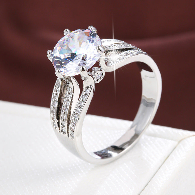 Zircon High-grade Noble Pure Copper Material Temperament Lady Ring