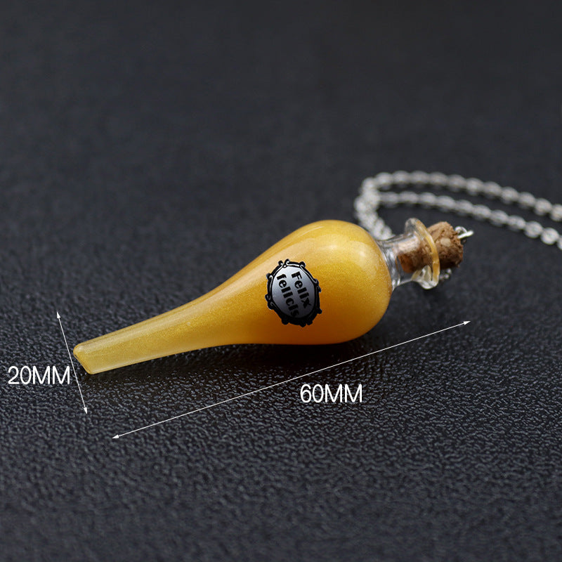 Lucky Bottle Wooden Plug Medicine Epoxy Necklaces