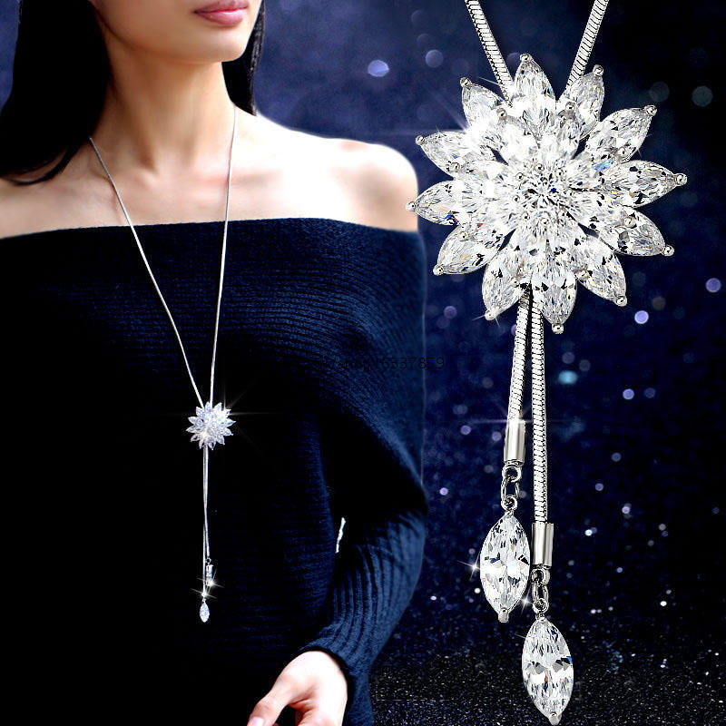 Women's Korean Rose Sweater Chain Long Retro Necklaces