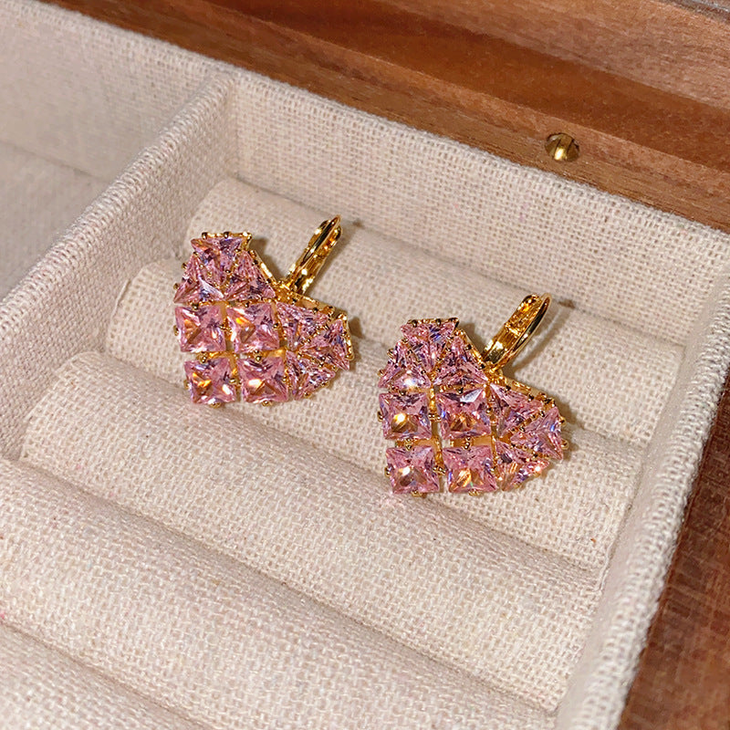 Women's Zircon Love Ear Clip Fashionable Temperamental Light Luxury Earrings