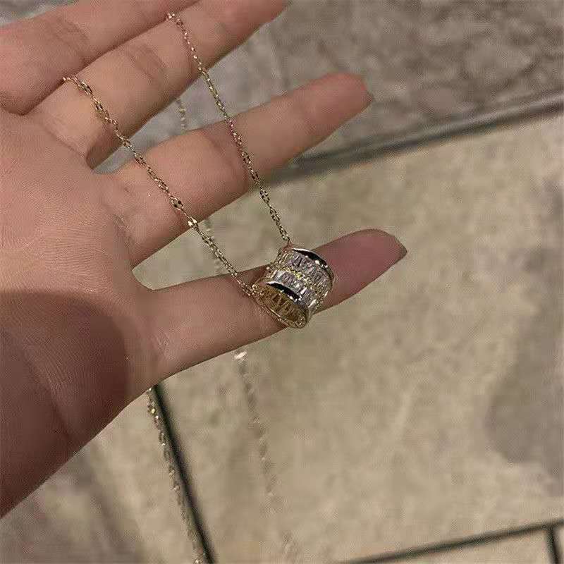 Women's Titanium Steel Refined Zircon Small Waist Necklace