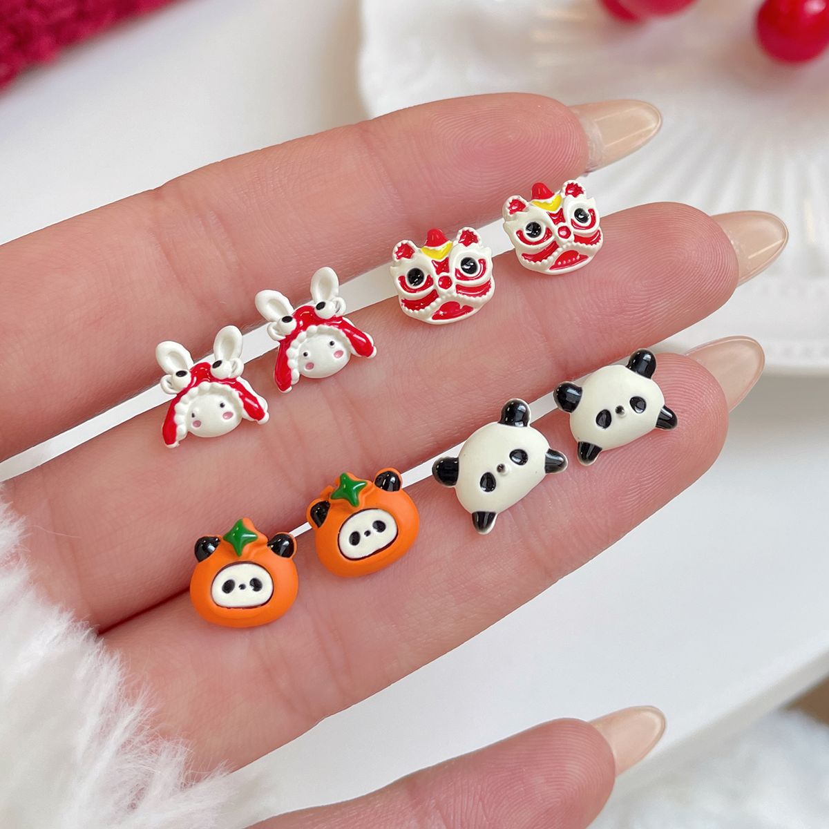 Women's & Children's Animal Festive Red Cute Sier Needle Small Earrings