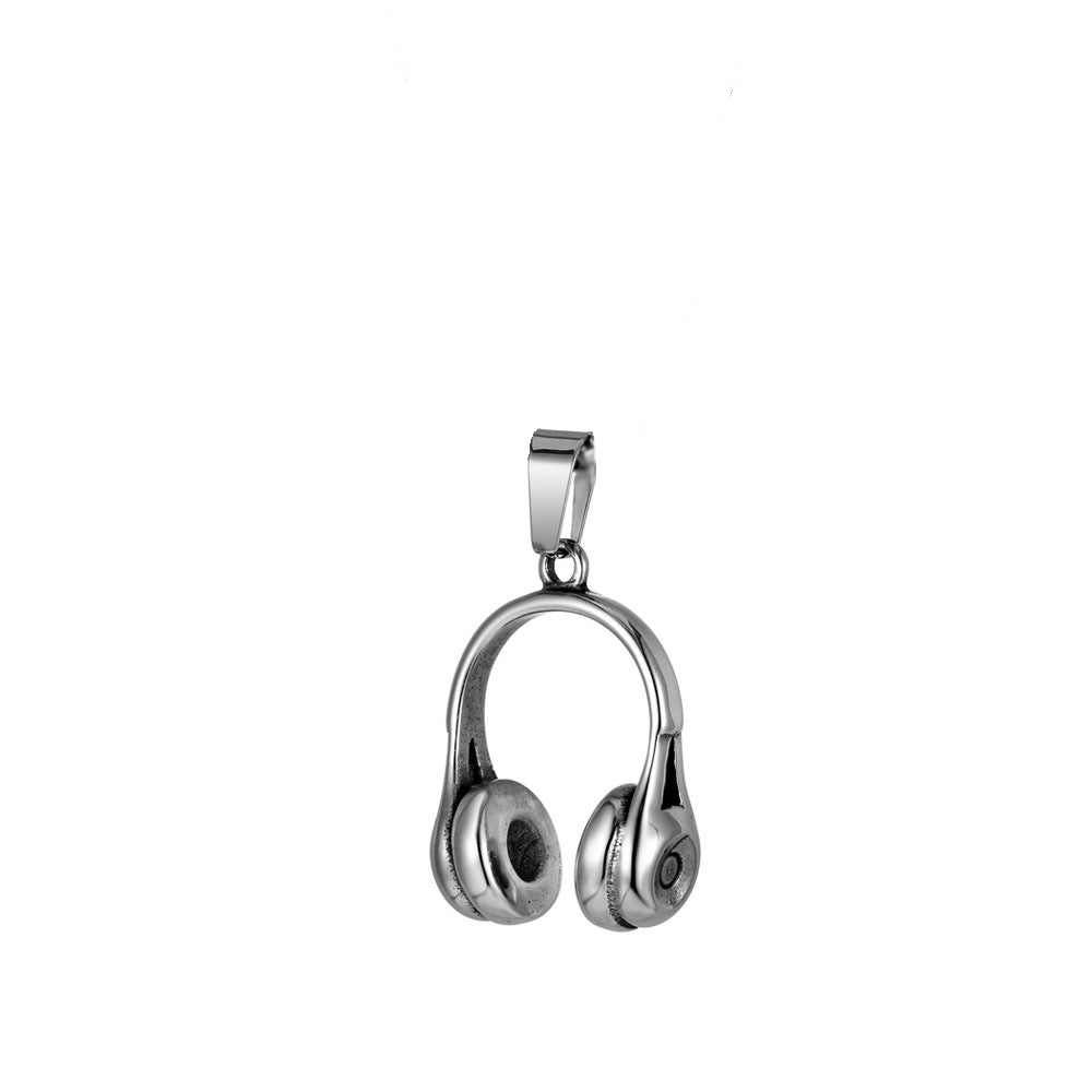 Men's Ornament Fashion Simple Music Headset Titanium Pendants