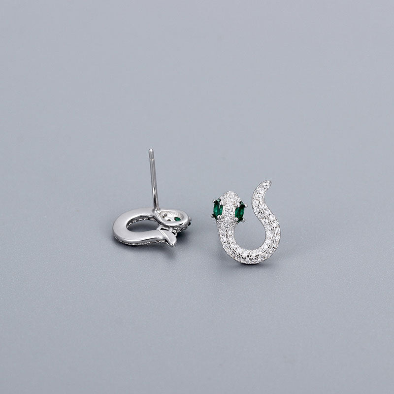 Women's Sterling Sier Snake-shaped High-grade Fashionable Elegant Style Special Earrings