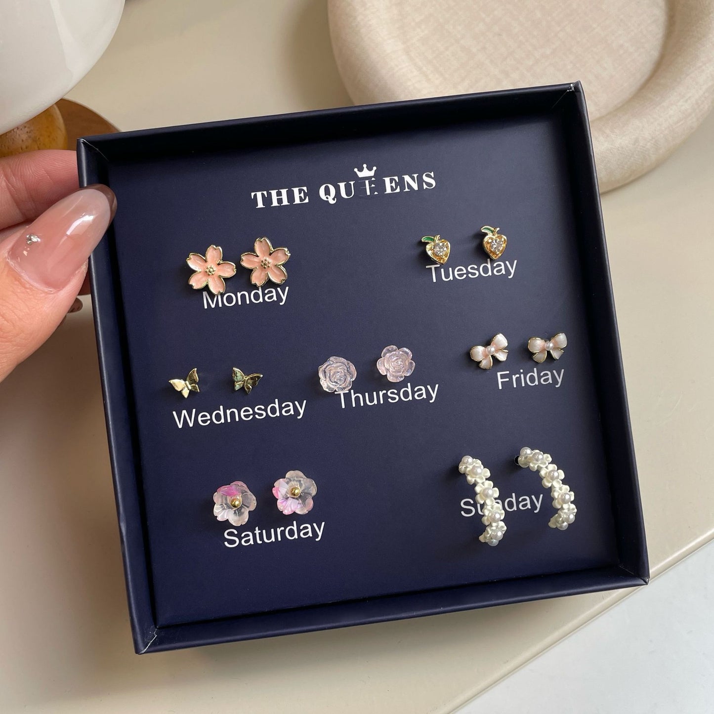 One Week Gift Box Fresh Simple Flowers Female Earrings