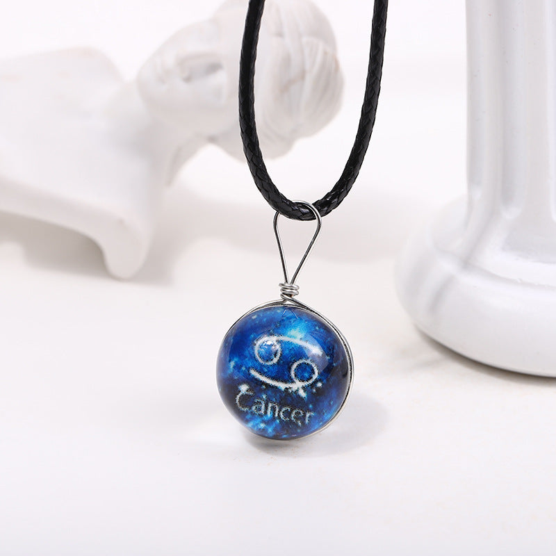 Starry Sky Luminous Twee Constellation Glass Mori Fresh Clavicle Chain Necklace