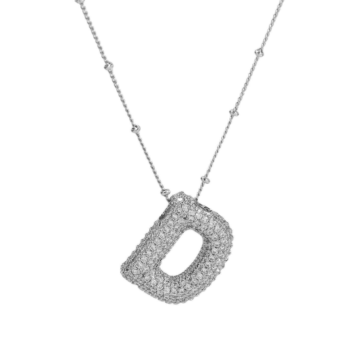 Women's Brass Zircon Bubble Balloon Letter Chubby Necklaces