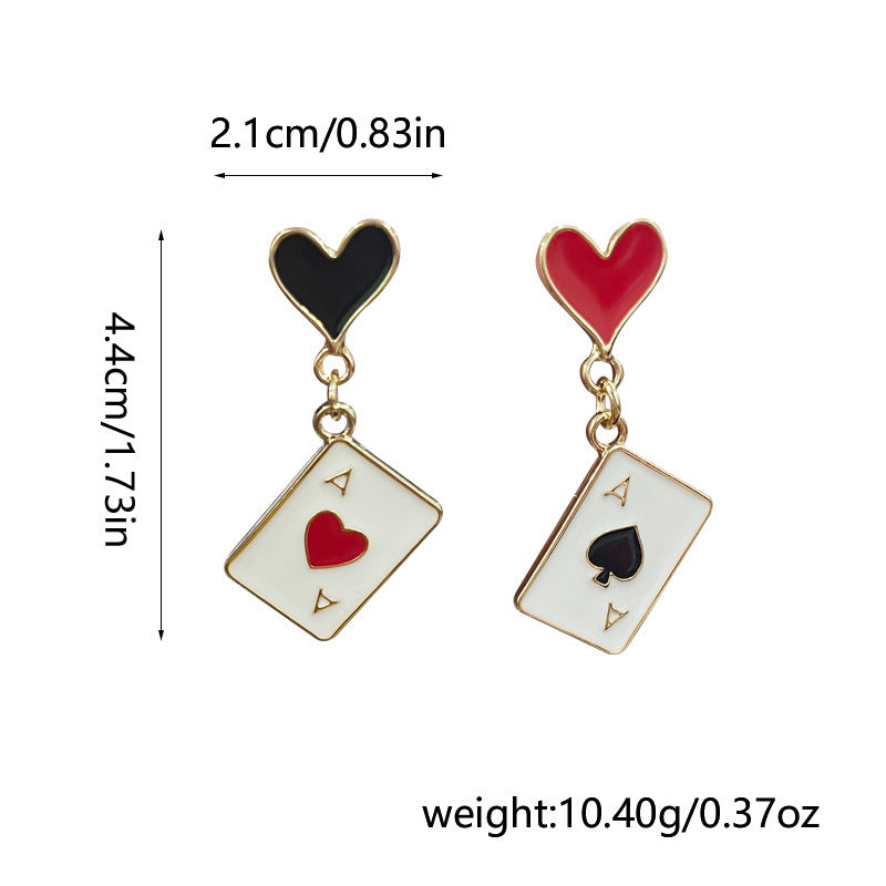 Women's Asymmetric Dripping Red Heart Spade Playing Card Simple Rings