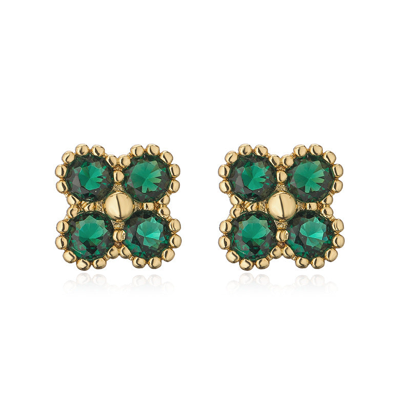 Women's Affordable Luxury Copper Inlaid Color Diamond Earrings
