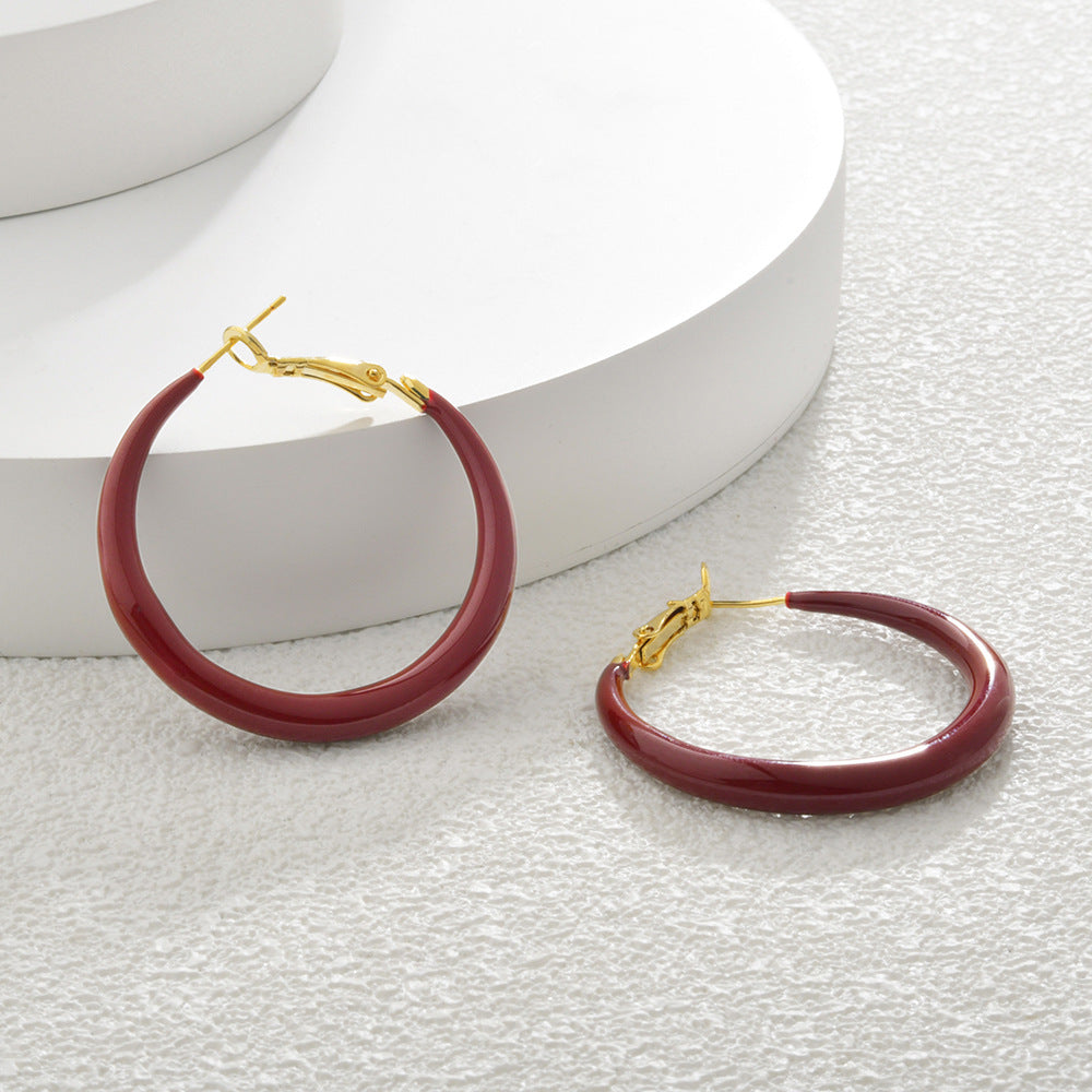 Trendy Red Series Design High-grade Temperament Wine Earrings