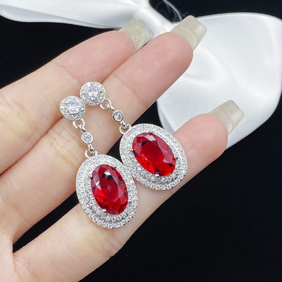 Simulation Ruby Jewelry Three-piece Set Live Broadcast Full Pendants