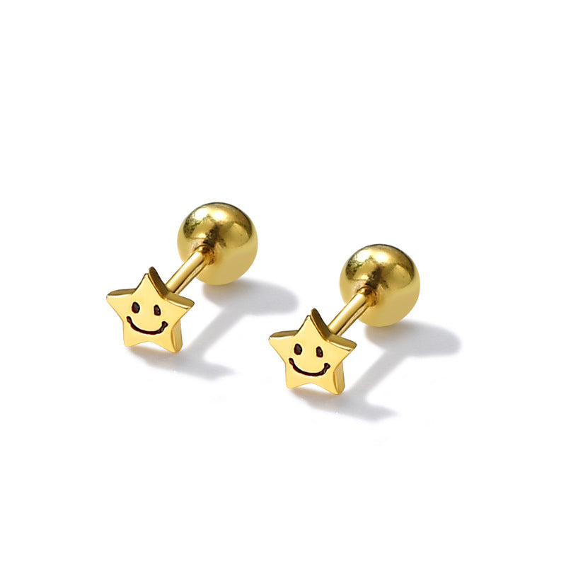 Five-pointed Star Smiley Face Twist Screw Fashion Ear Earrings