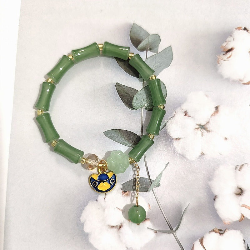 Aventurine Peace Buckle Bamboo Fresh Chinese Style Clover Bracelets