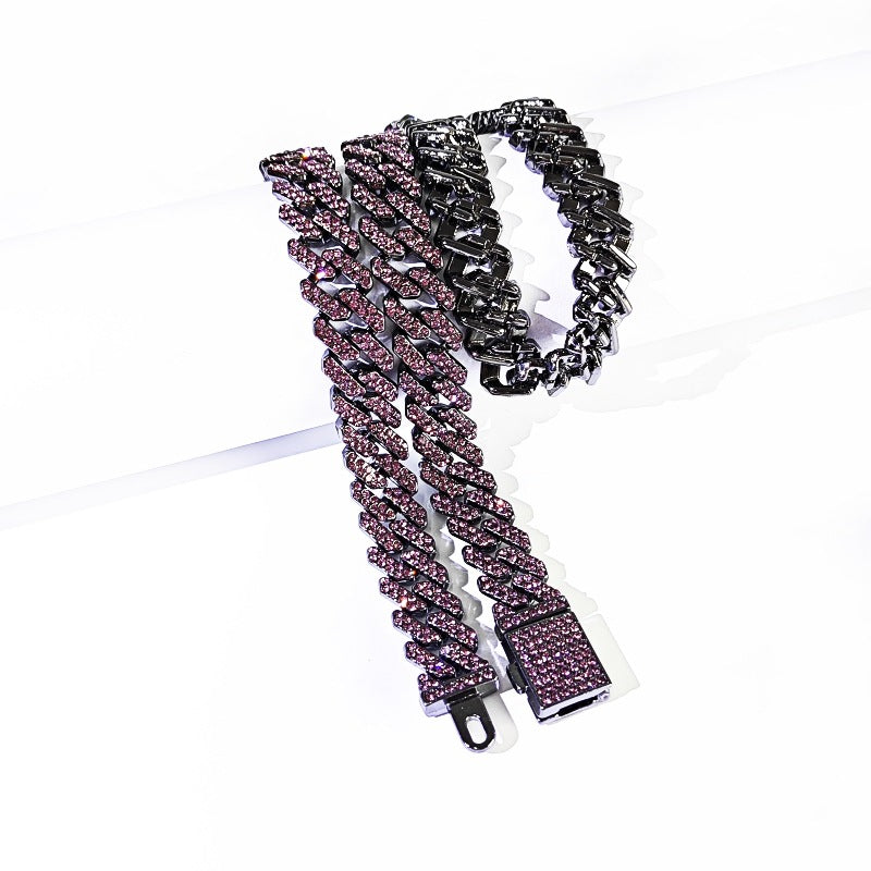 Women's Flip Black Chain Purple Diamond Full Necklaces