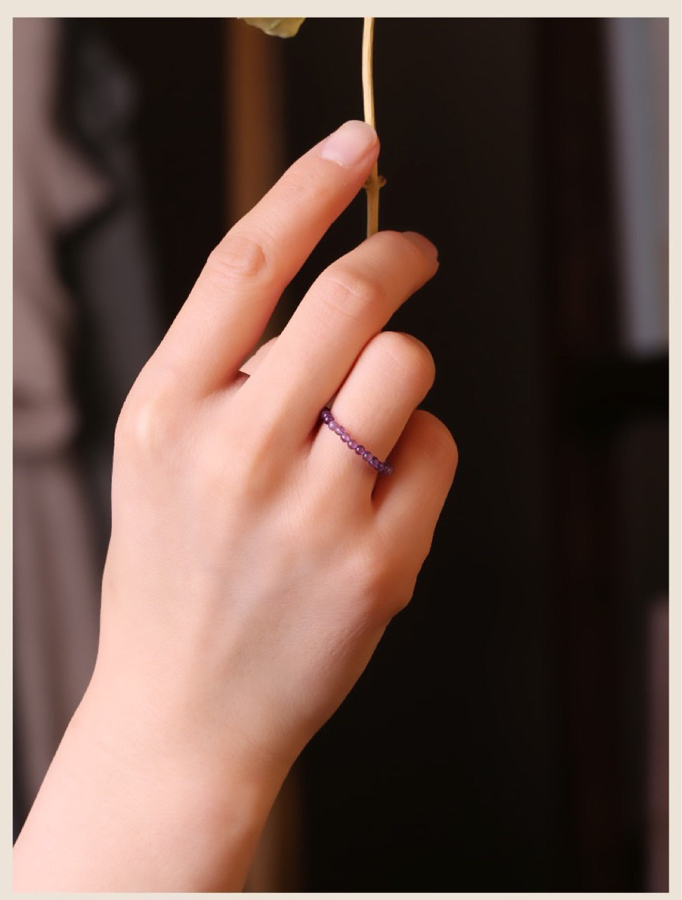 Fine Natural Amethyst Female Design Light Rings