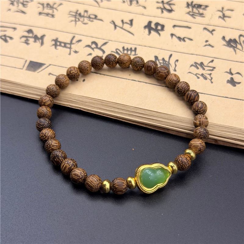 Women's & Men's Gold Sandalwood Hand-held Chain Buddha Prayer Beads String Plate Crafts Bracelet