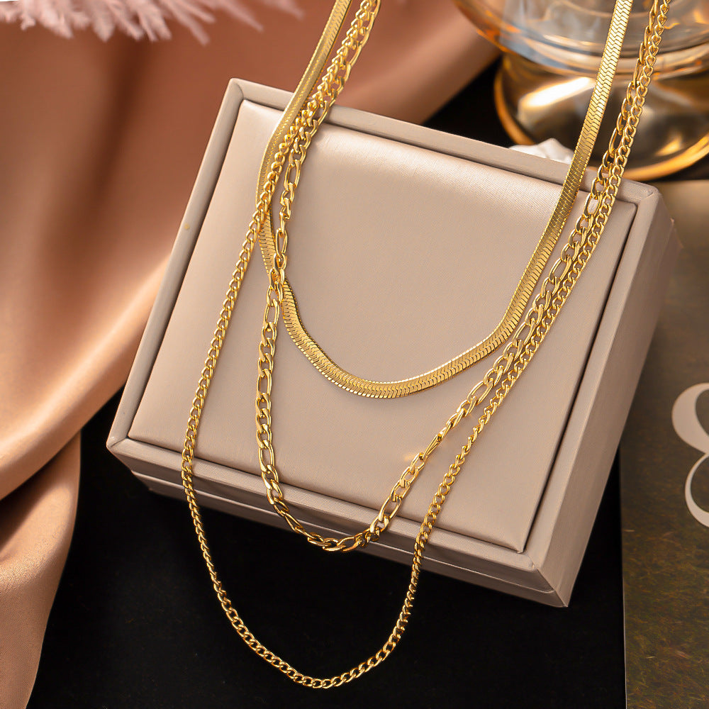Titanium Steel High-grade Gold-plated Snake Bones Chain Niche Necklaces