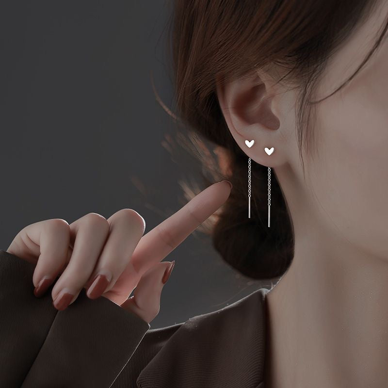 Women's Pure Sier Square Round Beads Light Luxury Simplicity Short Chic Ear Line