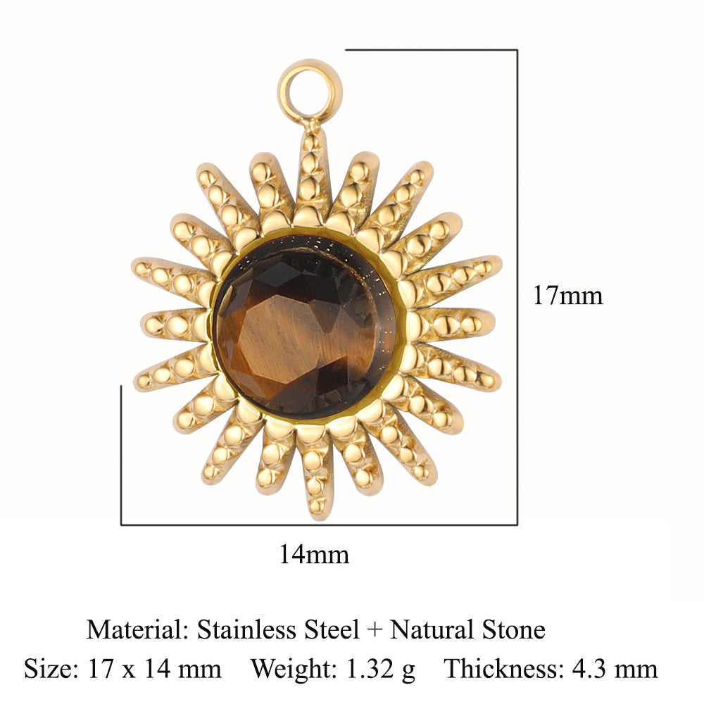 Moon Bohemian Natural Stone Titanium Steel Pendants