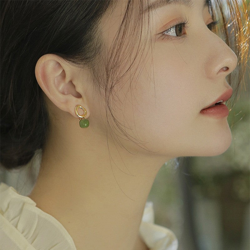 Jade Light Luxury High-grade Ear Clip Mosquito Earrings