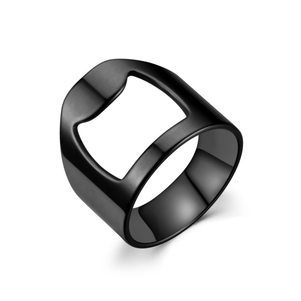 Men's Ornament Titanium Steel Open Beer Bottle Rings