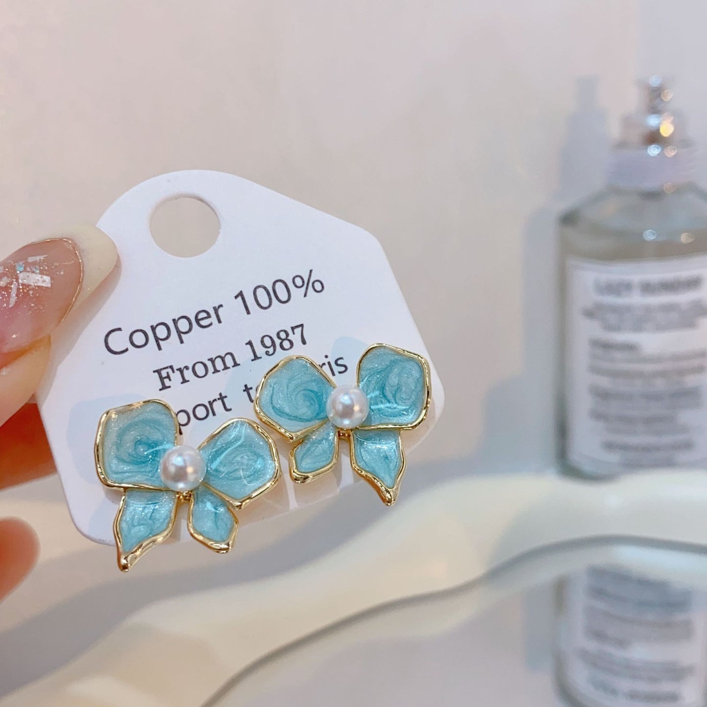 Gold-plated Fashion Blue Color Collection Enamel Earrings